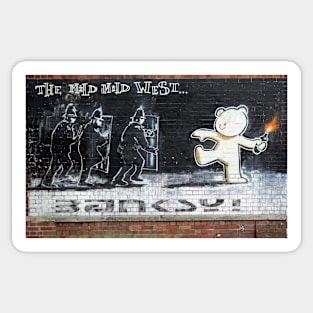 Banksy Bear vs Police Art Sticker